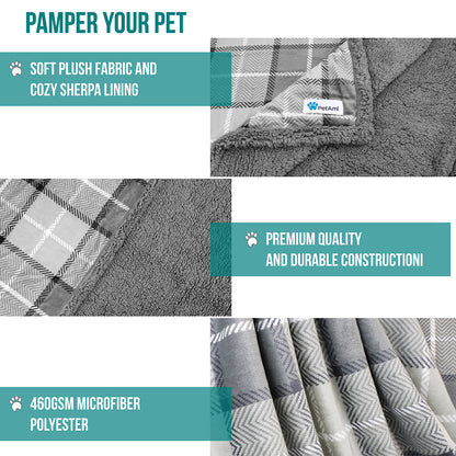 Dog Blanket for Medium Large Dogs Pet Soft Fleece Durable Warm Sherpa Reversible