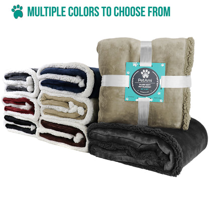 Dog Blanket for Medium Large Dogs Pet Soft Fleece Durable Warm Sherpa Reversible