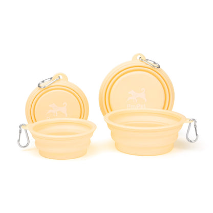 Large Collapsible Dog Bowls, Portable Foldable Travel Water Bowl Food Dishes with Carabiner Clip for Traveling Camping Walking, 2 Pack（Blue）