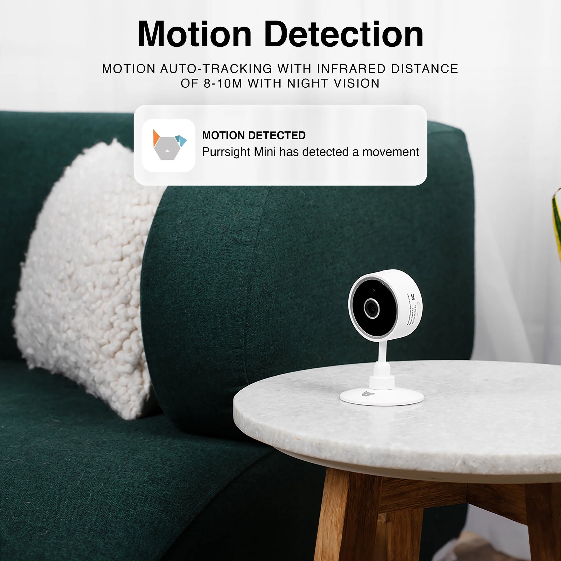 Purrsight Mini HD Wi-Fi Pet Camera, Indoor Security Camera for Cats and Dogs