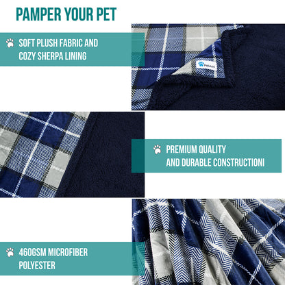 Dog Blanket for Medium Large Dogs Pet Soft Fleece Durable Warm Sherpa Reversible