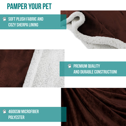 Dog Blanket for Medium Large Dogs Pet Soft Fleece Durable Warm Sherpa Reversible