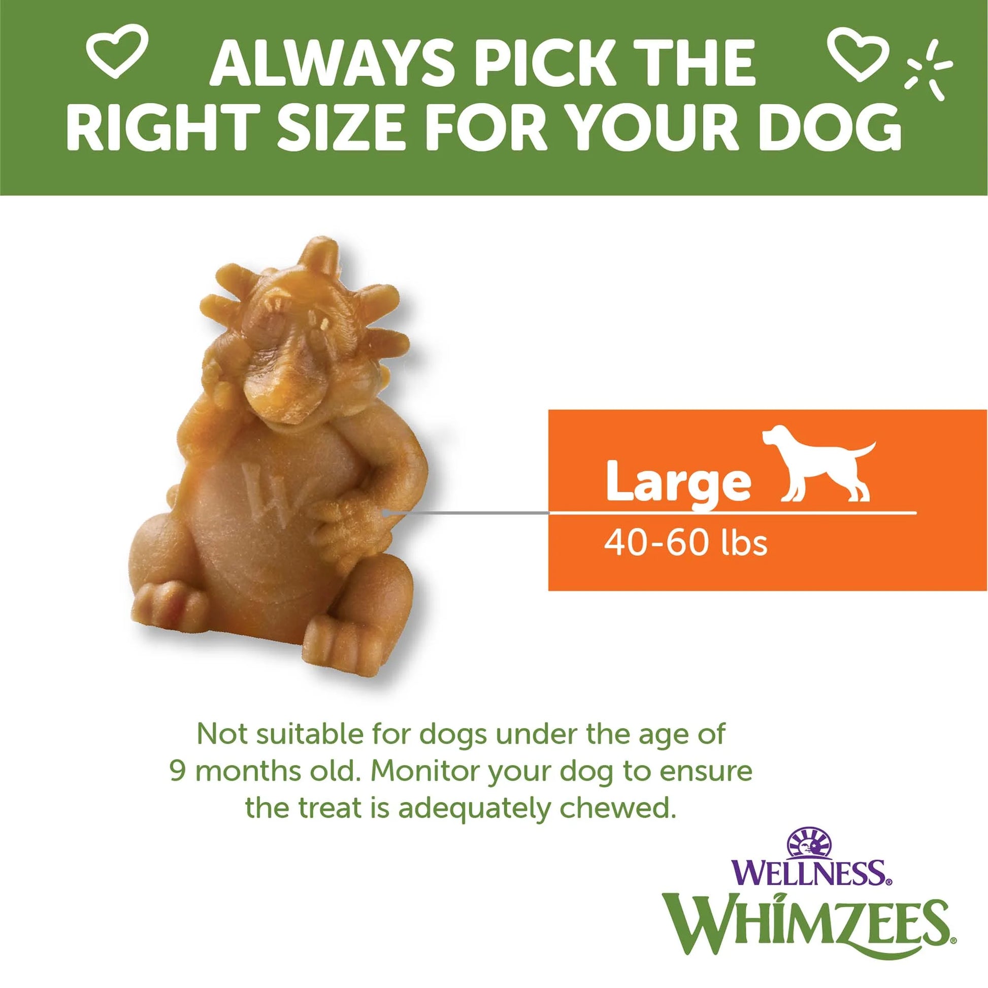 by Wellness Hedgehog Natural Grain Free Dental Chews for Dogs, Large Breed, 6 Count