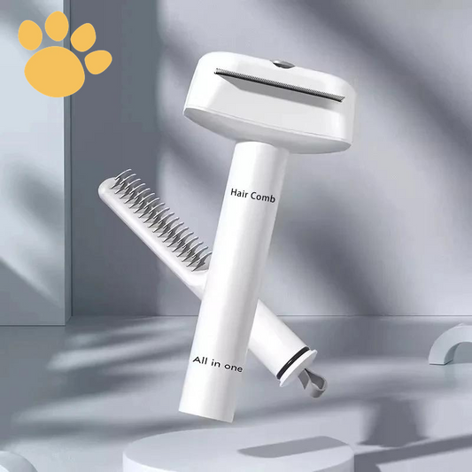 3-IN-1 Pet Comb Pet Grooming Brush and Metal Comb Combo, Cat Brush Dog Brush for Shedding Pet Hair Cleaner Brush Self Cleaning Cat Brush Cat Grooming Brush, Cat Shedding Brush Kitty Hygiene Care Clean Universal Combs & Brushes